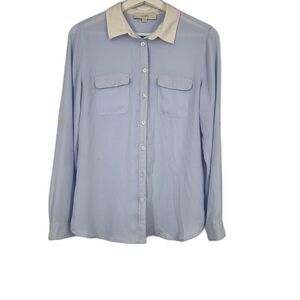 Ann Taylor Loft‎ Womens Button Down Shirt Size Medium Blue Size Small